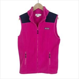Vineyard Vines Zip Front Fleece Vest Pink and Navy Blue Size Small